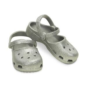 Crocs Kids Karin Sparkle Glitter Mary Jane Shoes Silver Sparkle Size C6